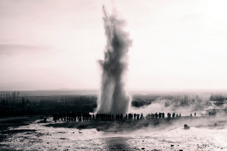 Spouting Geyser at Huakadalur Valley, Iceland, part of the golden circle of Iceland